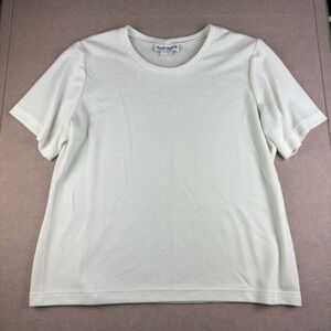 Vintage Sharon Anthony Women 2X Ivory Knit Tee Shirt Made USA 90s
